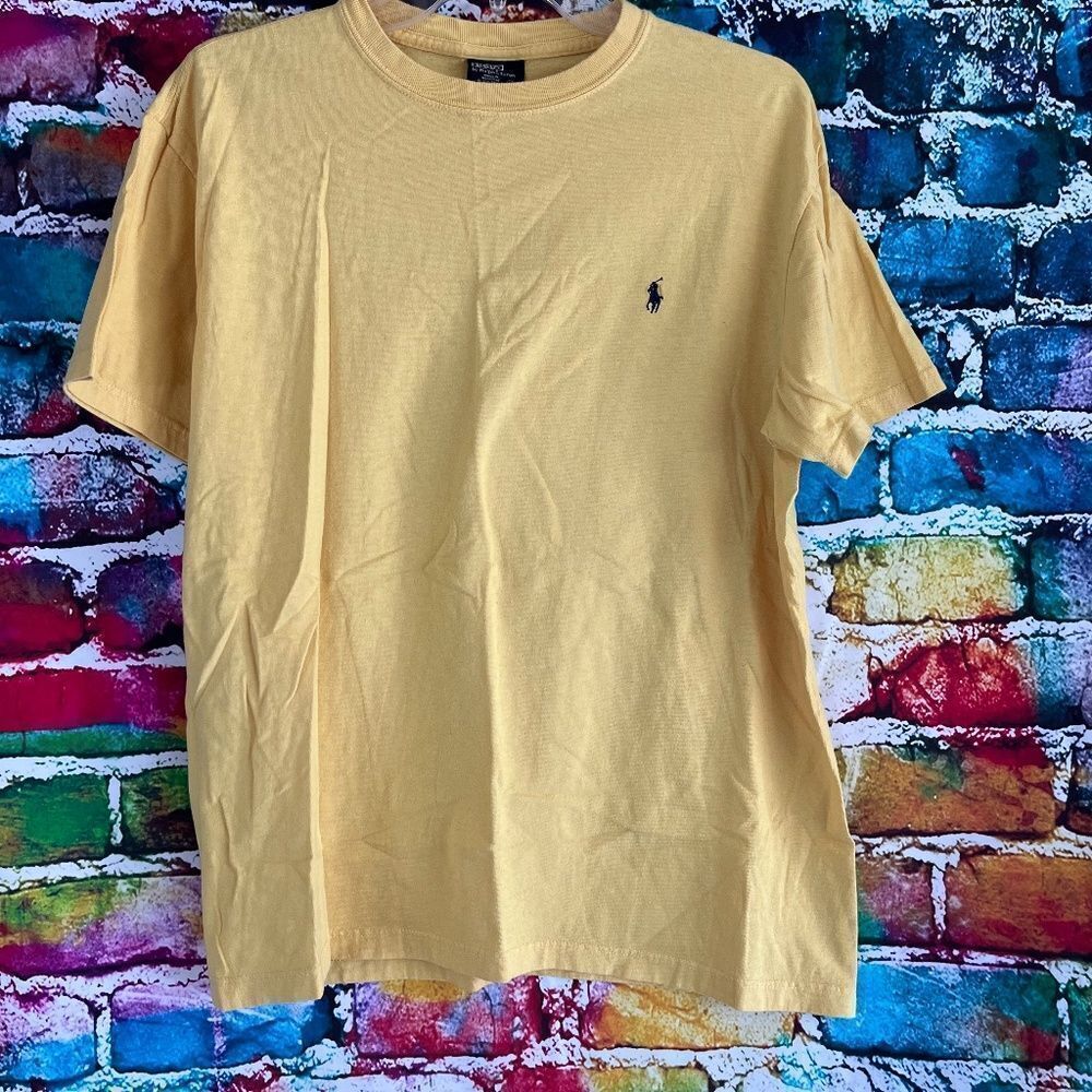 Vintage Polo Ralph Lauren Short Sleeve Yellow Tee Shirt T-Shirt Size Small